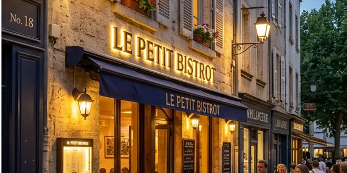 Après : Restaurant — enseigne drapeau