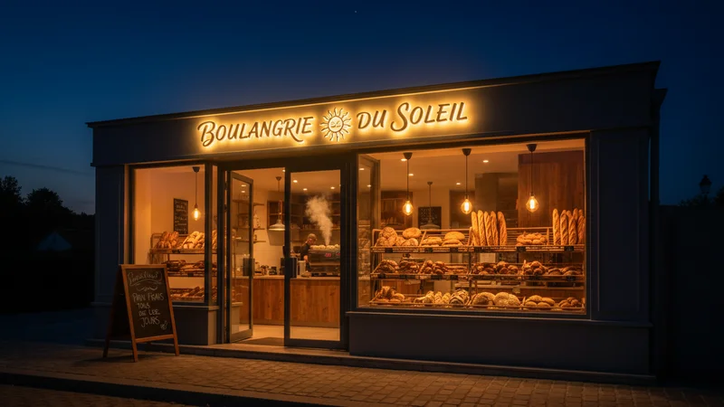 La boulangerie visible de nuit